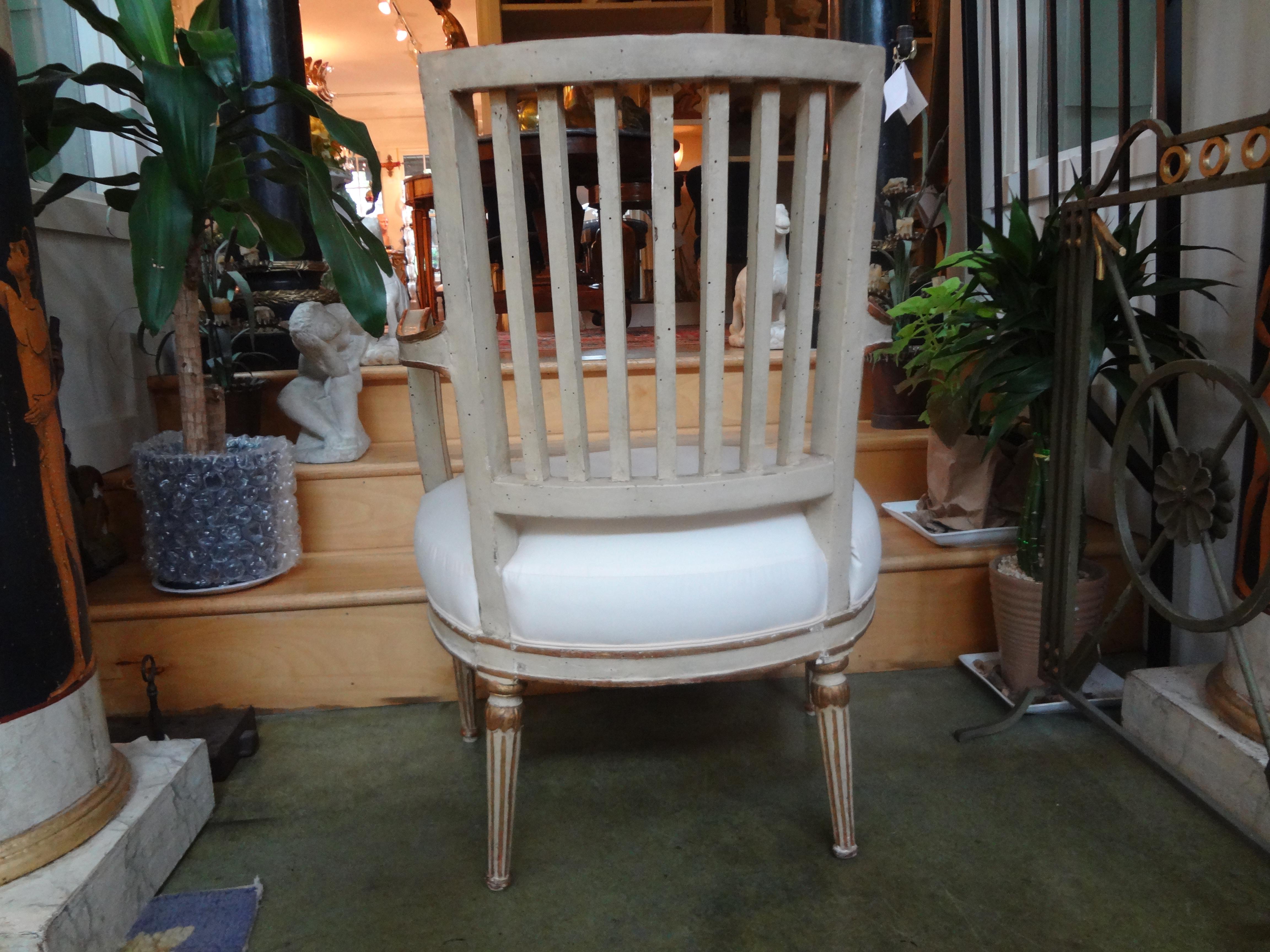 Late 19th Century 19th Century Swedish Gustavian Style Painted and Gilt Wood Chair