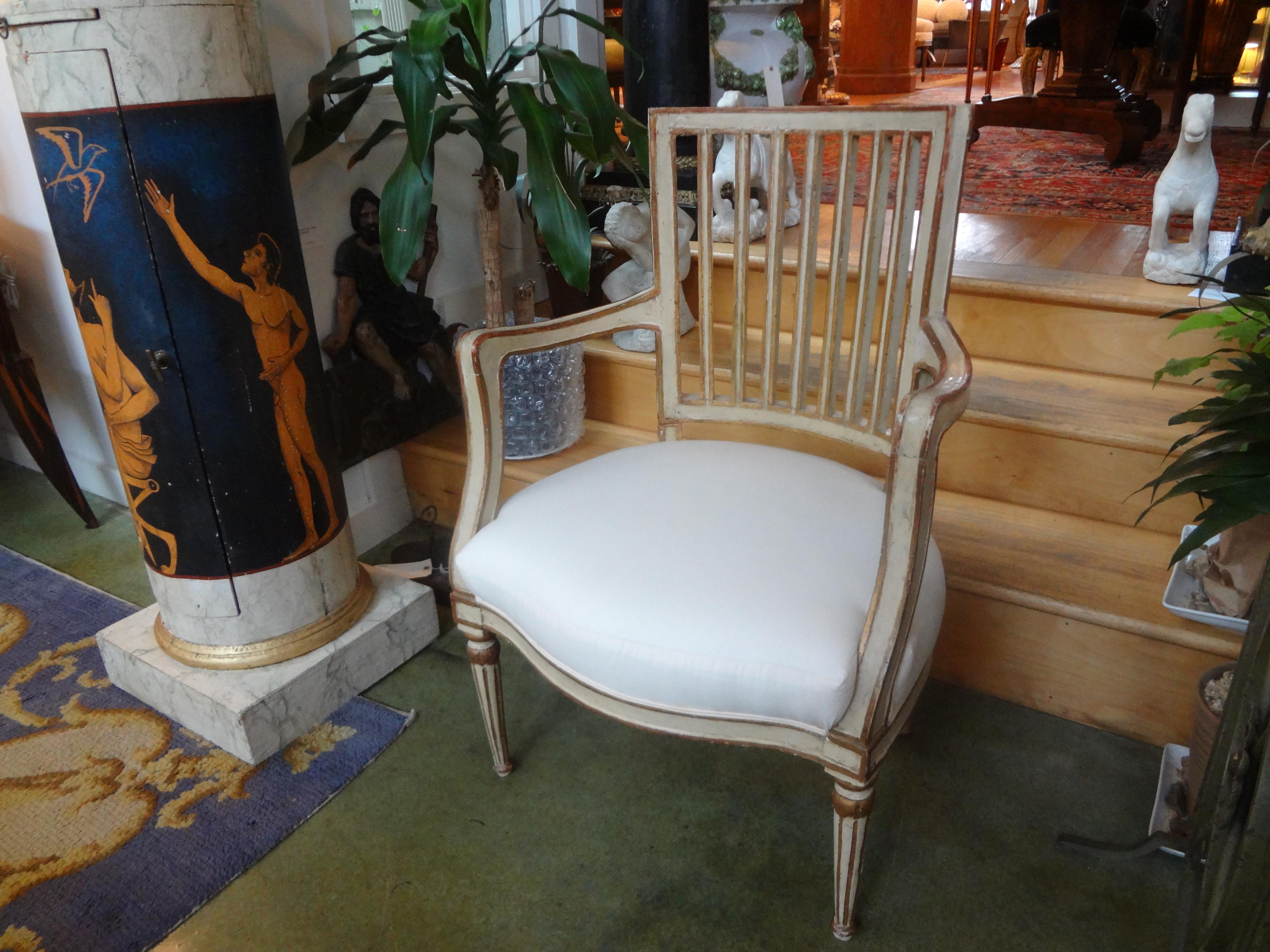 19th Century Swedish Gustavian Style Painted and Gilt Wood Chair 2