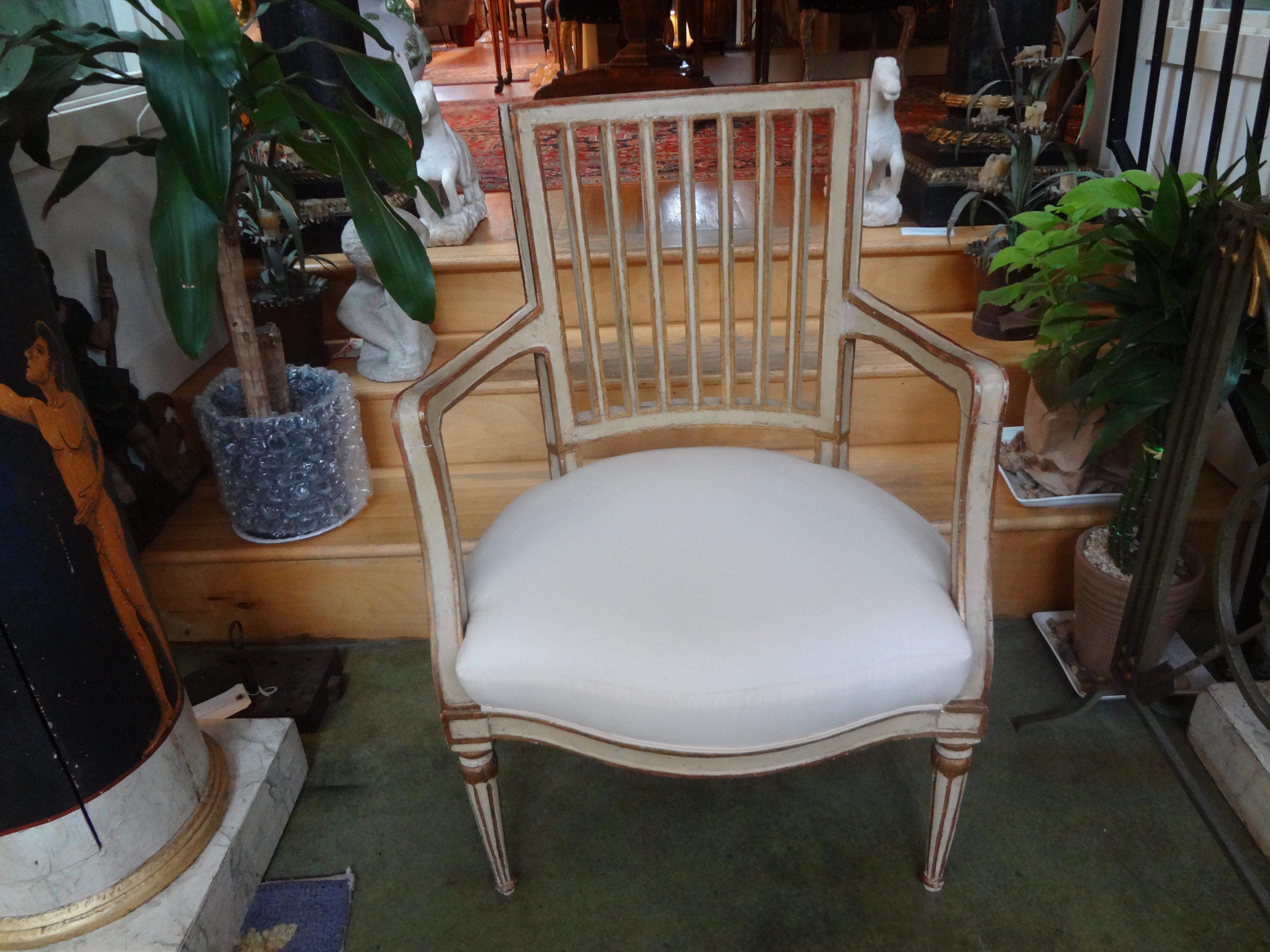 19th Century Swedish Gustavian Style Painted and Gilt Wood Chair 3