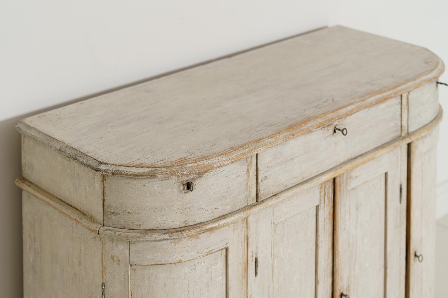 Hand-Carved 19th Century Swedish Gustavian Style Painted Buffet Cabinet