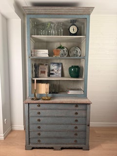 19th-Century Swedish Gustavian Style Painted Display Cabinet