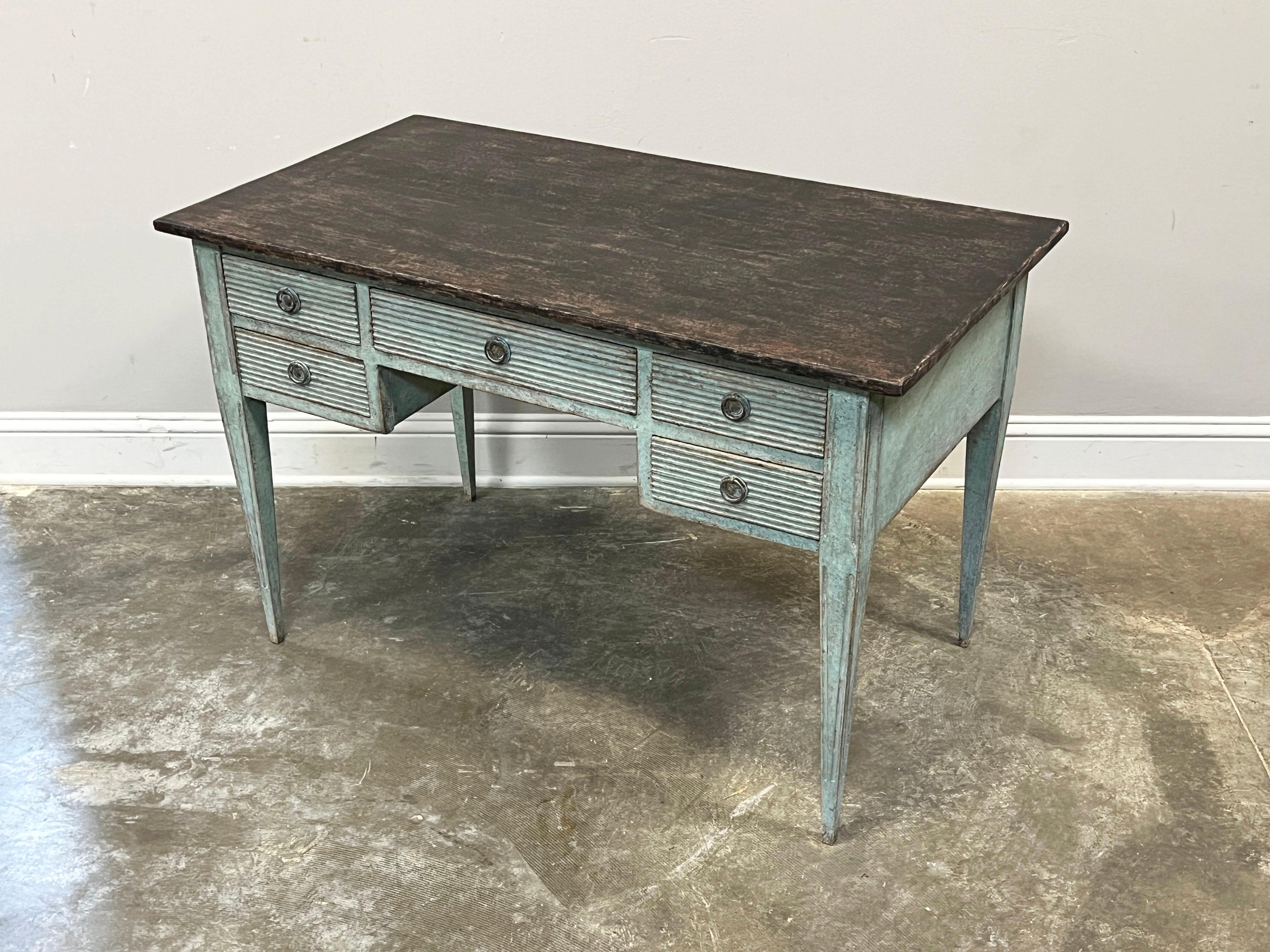 Hand-Painted 19th Century Swedish Gustavian Style Painted Writing Desk For Sale