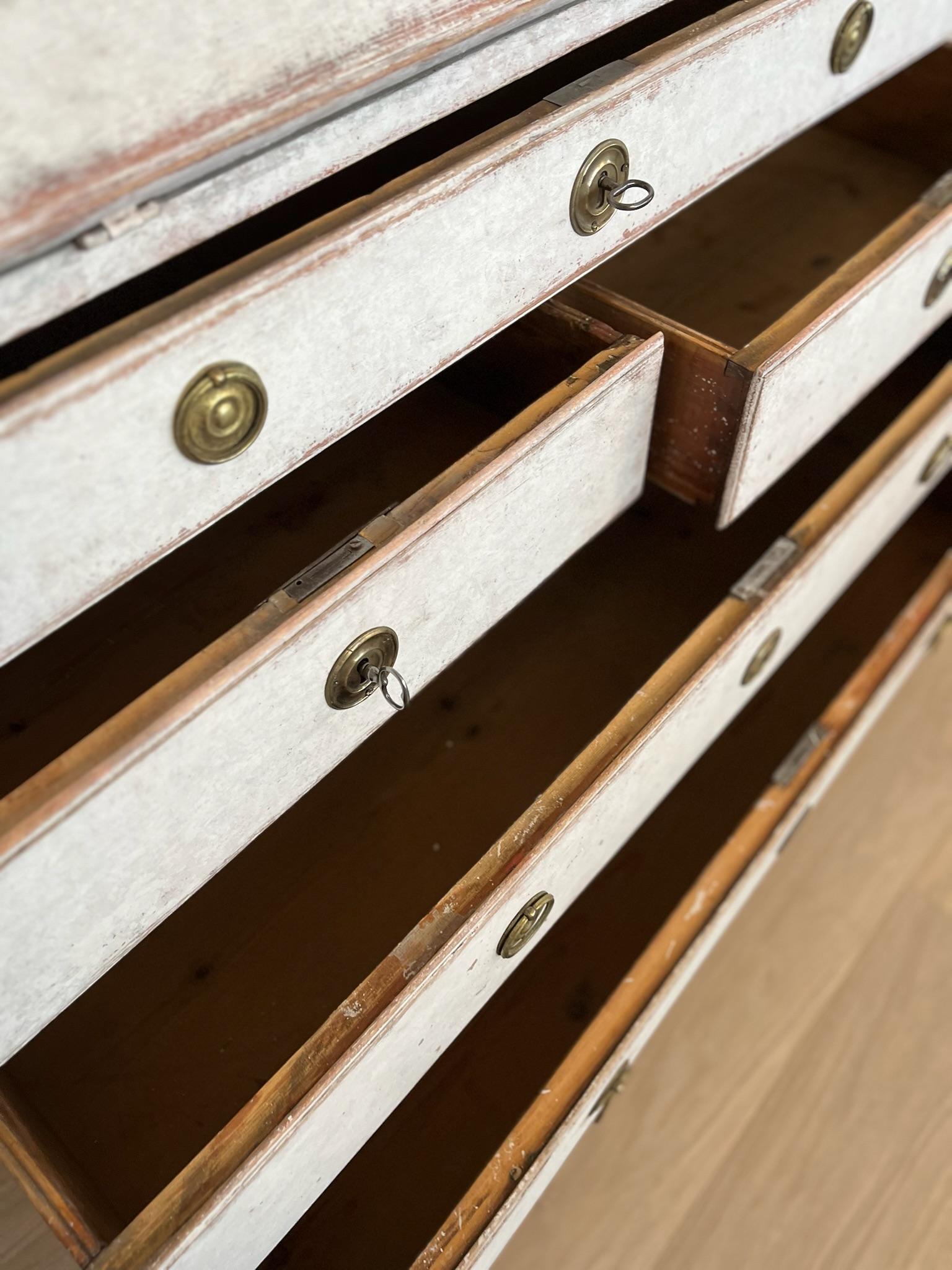 19th Century Swedish Gustavian Style Secretary / Writing Desk - Painted For Sale 5