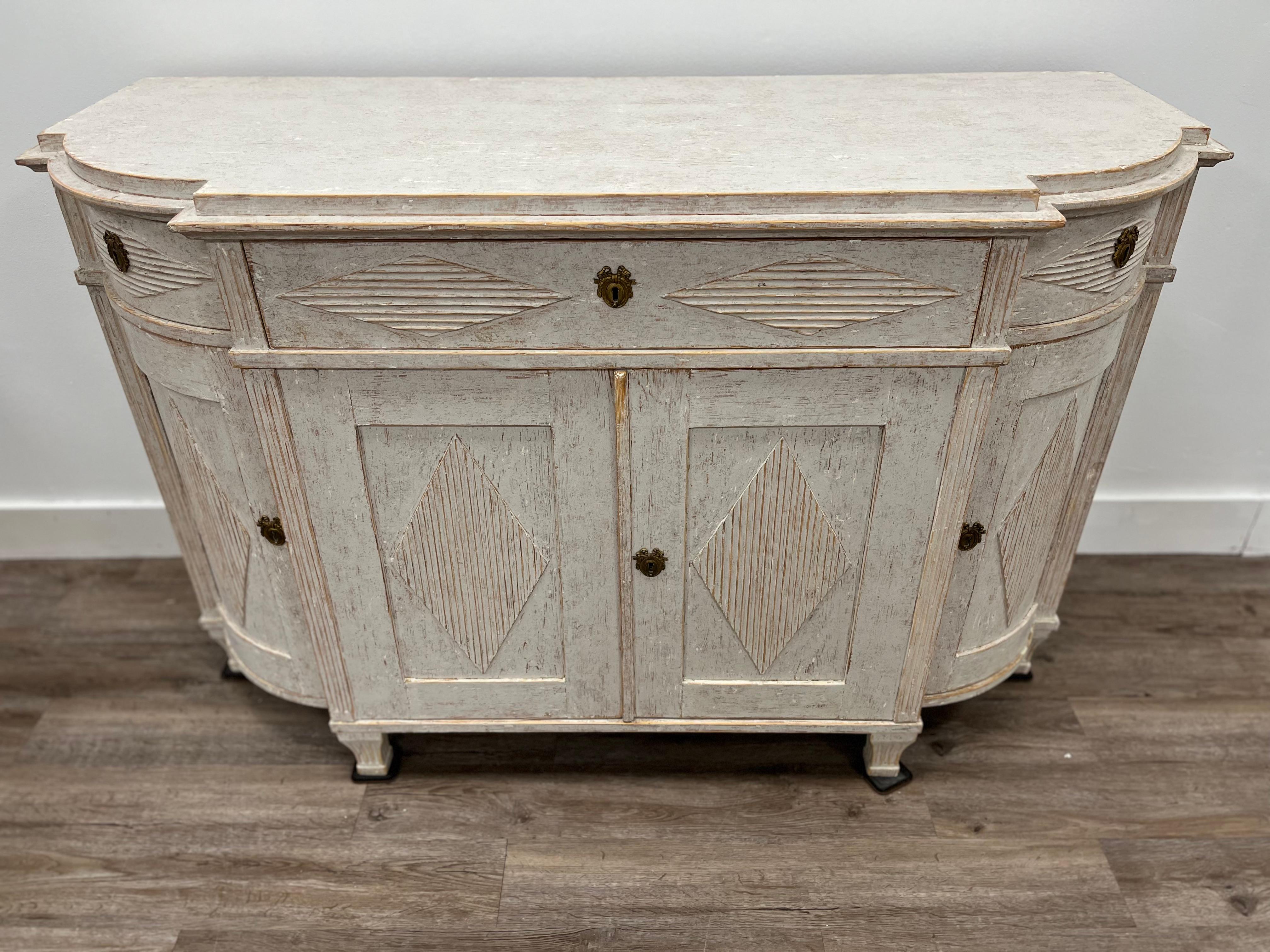 Hand-Carved 19th Century Swedish Gustavian Style Sideboard For Sale