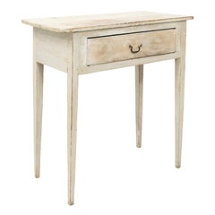 Antique 19th Century Swedish Gustavian Style White Painted One Drawer Table