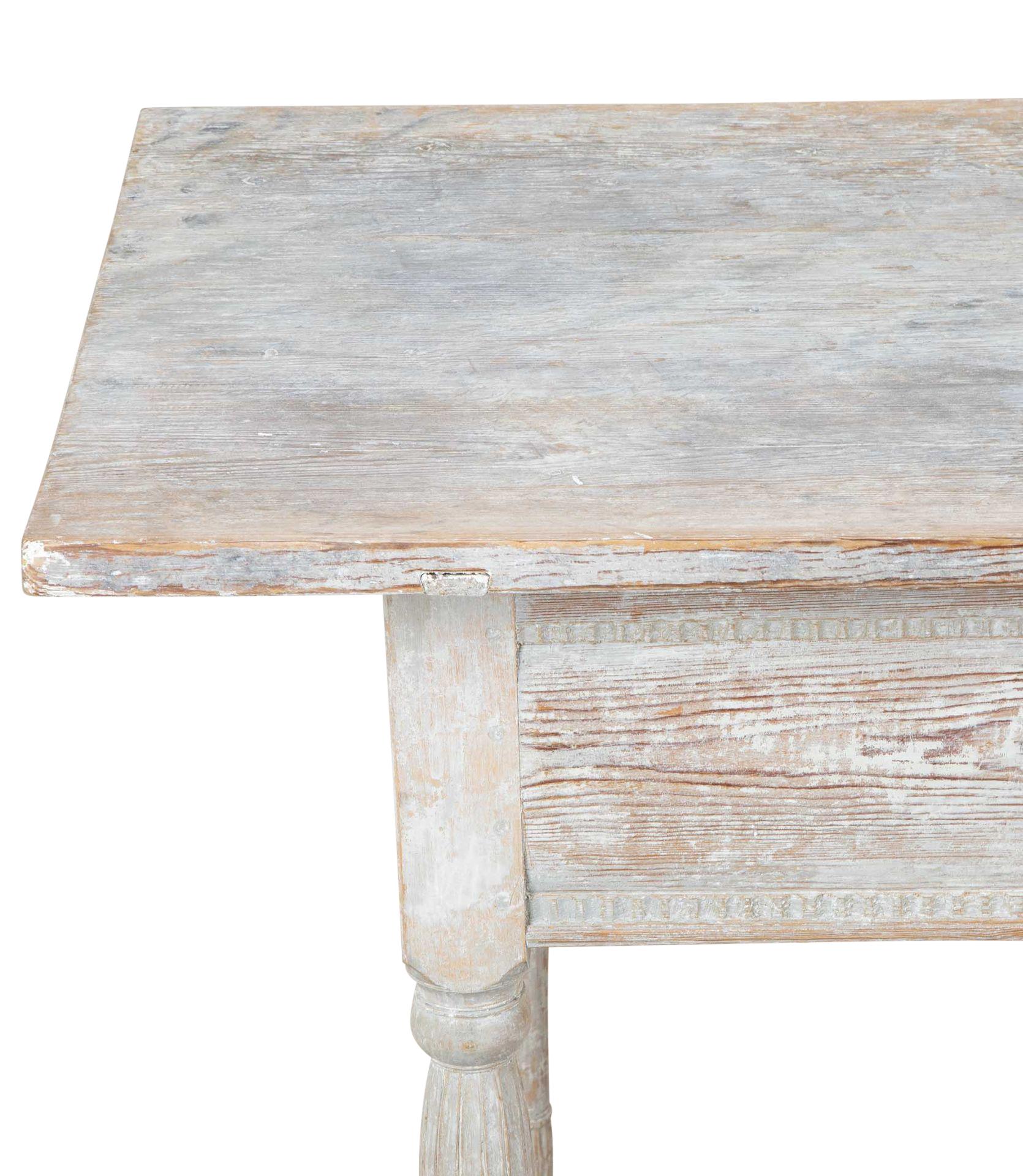 Wood 19th Century Swedish Gustavian Table in Original Paint For Sale