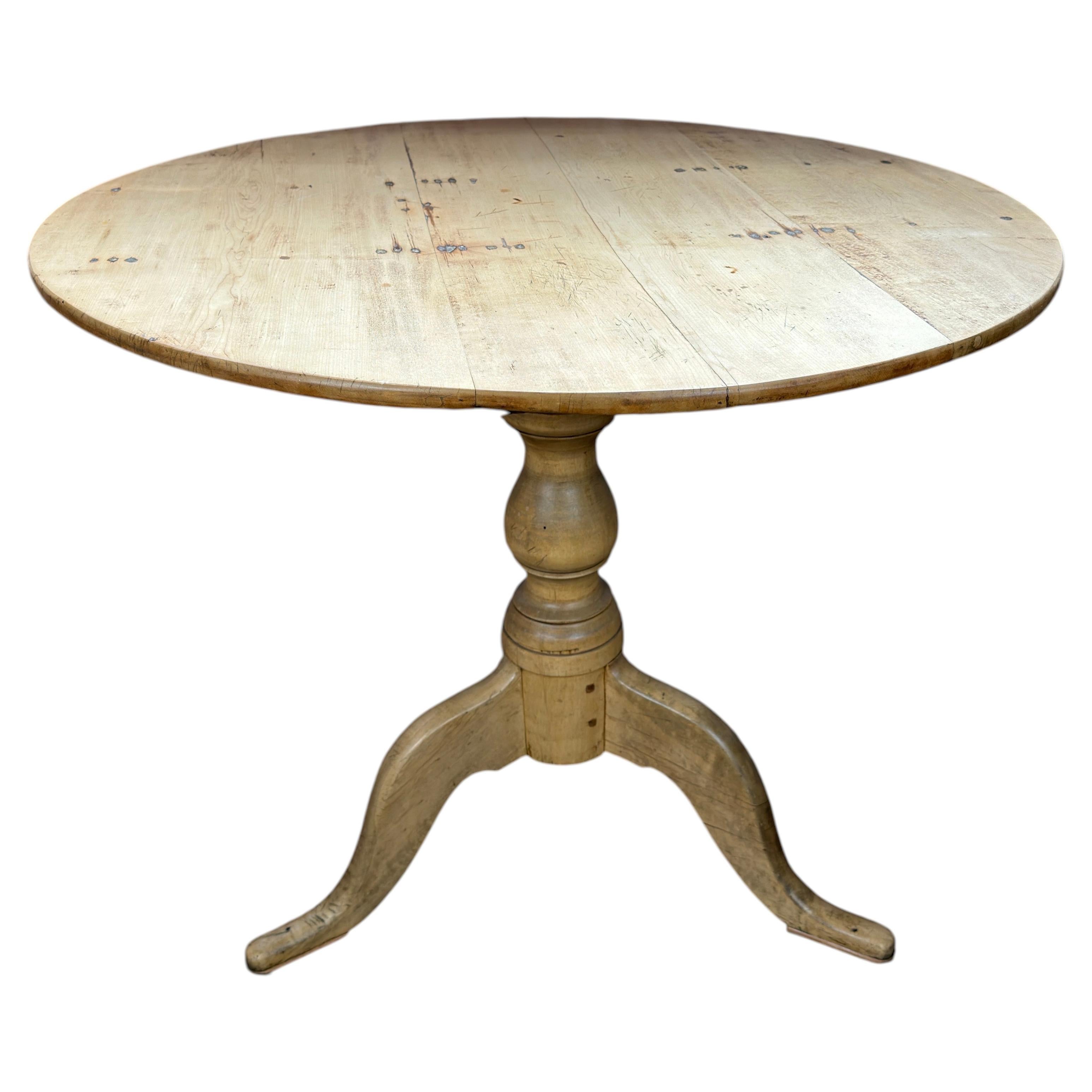 19th Century Swedish Gustavian Tilt-Top Table in Bleached Pine For Sale