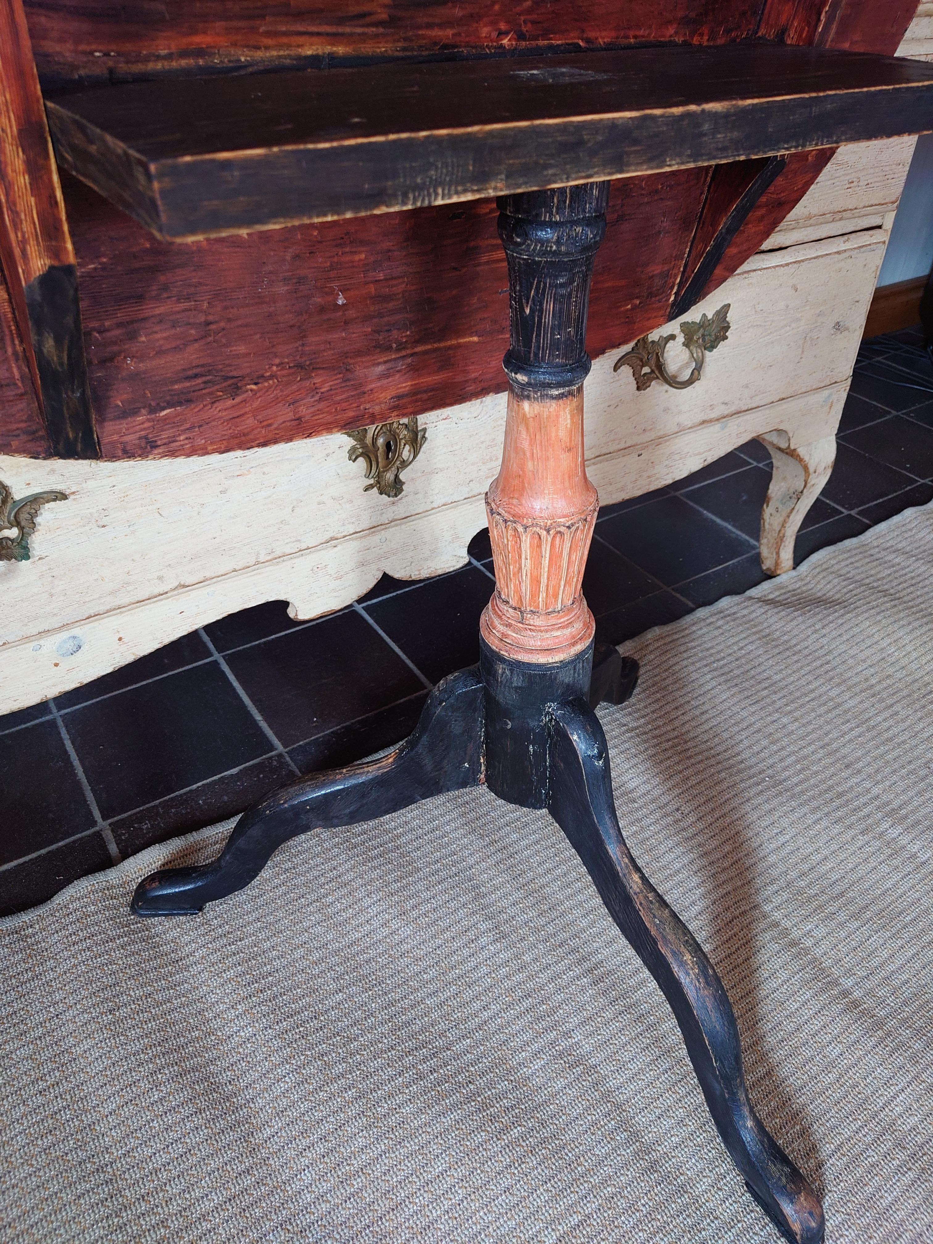 Siglo XIX Sueco Gustaviano  Mesa basculante / Mesa con pedestal  Pintura original en venta 7
