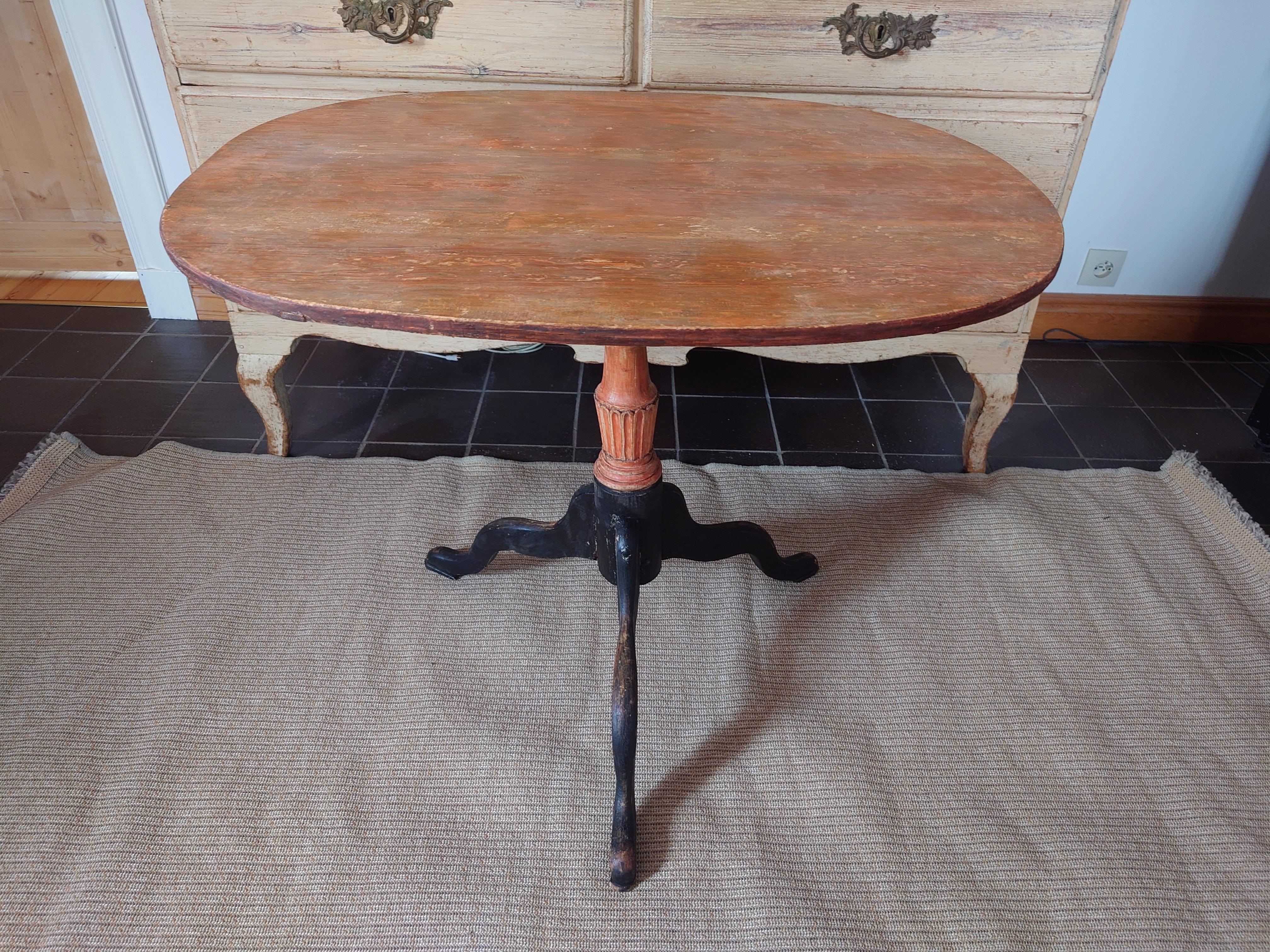 Siglo XIX Sueco Gustaviano  Mesa basculante / Mesa con pedestal  Pintura original en venta 11