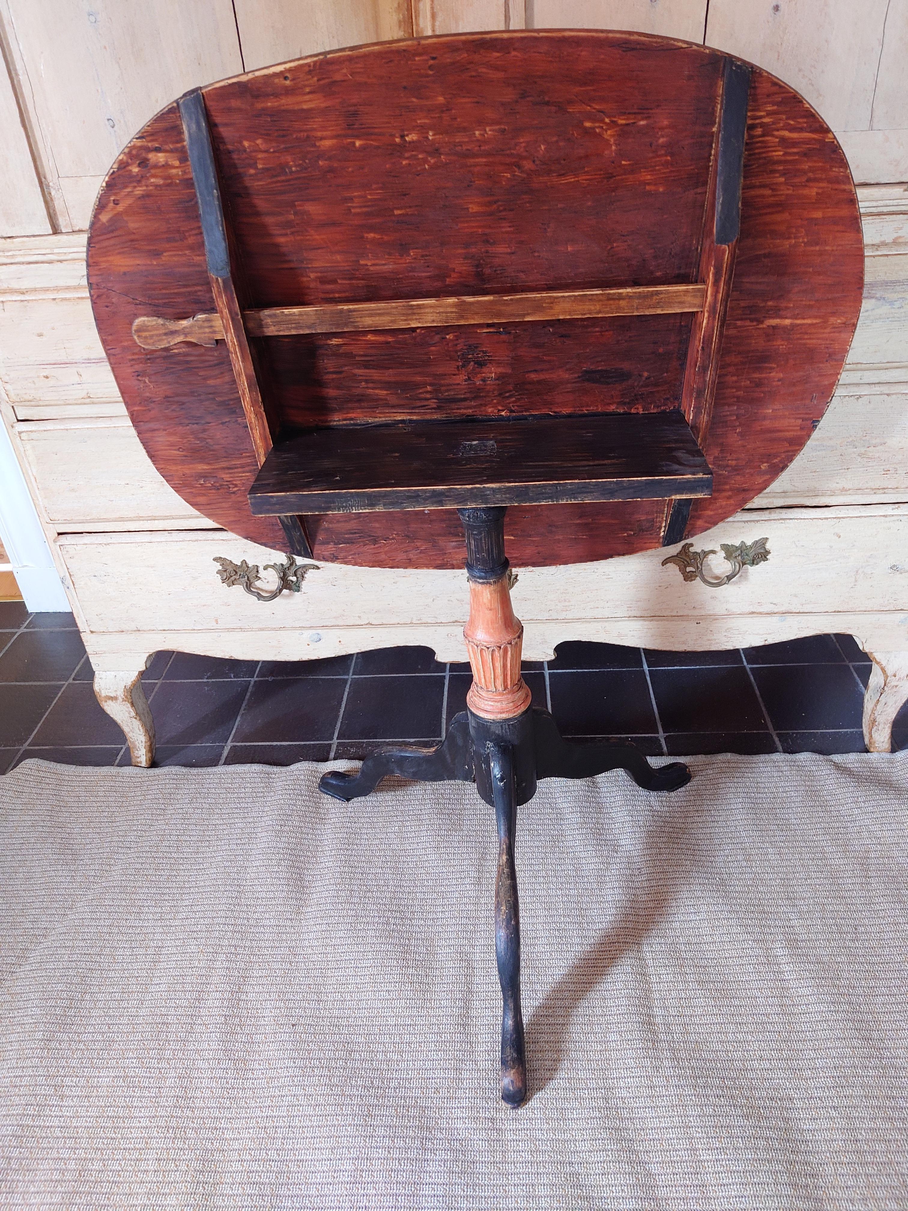 Siglo XIX Sueco Gustaviano  Mesa basculante / Mesa con pedestal  Pintura original en venta 2