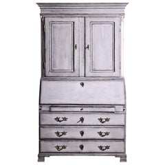 19th Century Swedish Gustavian Two Part Pine Bureau, Scandinavian Secretaire