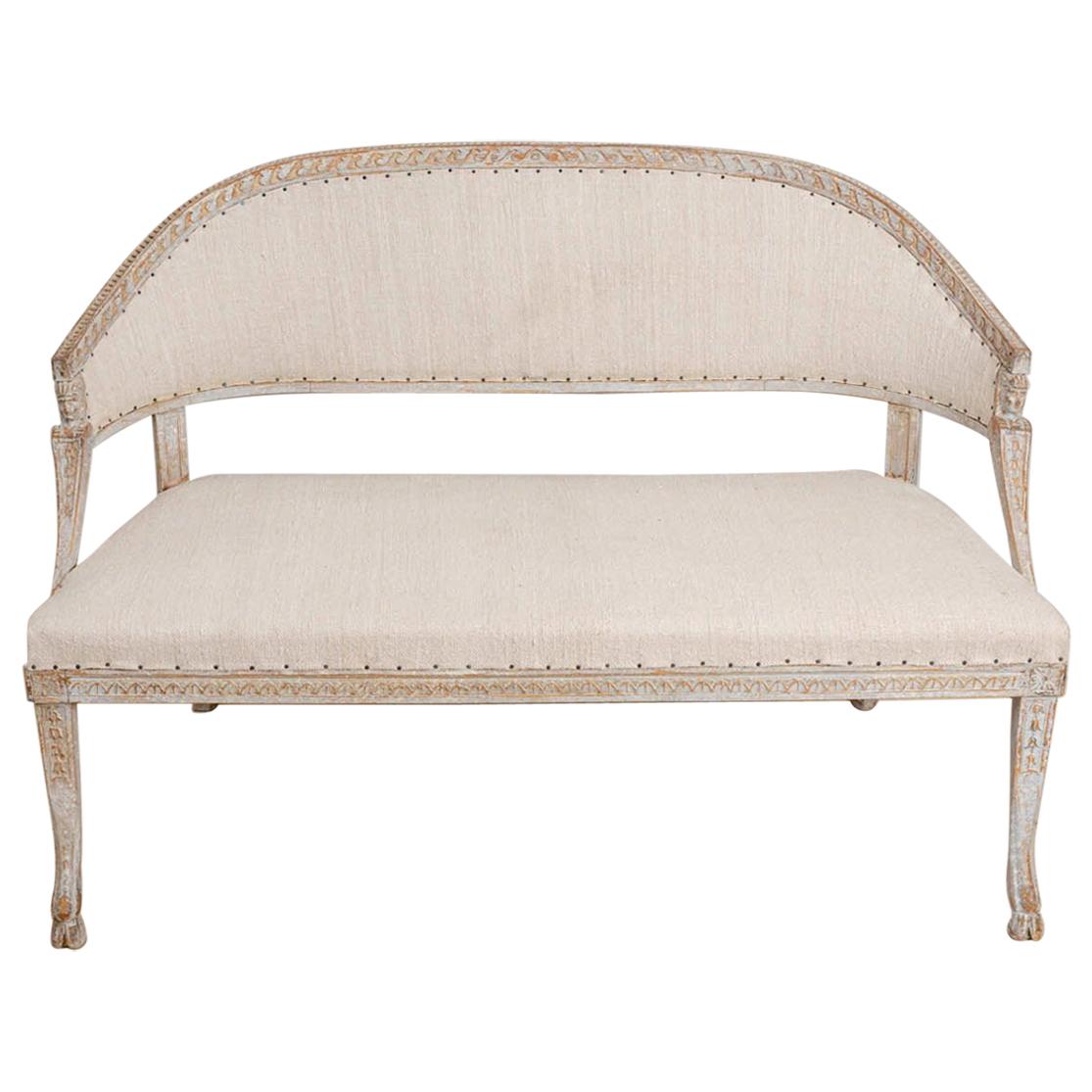 19th Century Swedish Gustavian Two-Seat Swedish Sofa with Decorative Detail