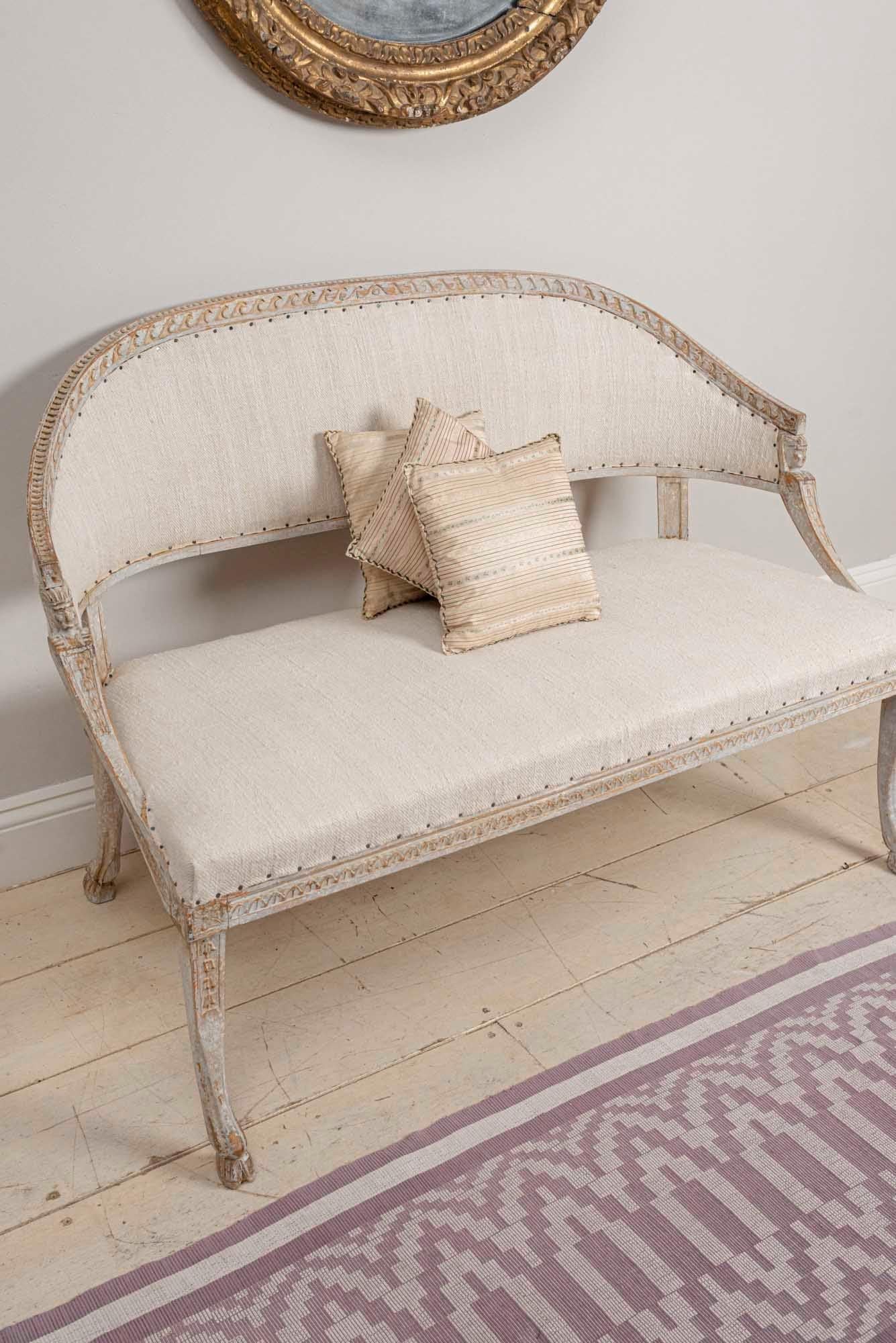 19th Century Swedish Gustavian Two-Seat Swedish Sofa with Decorative Detail 3