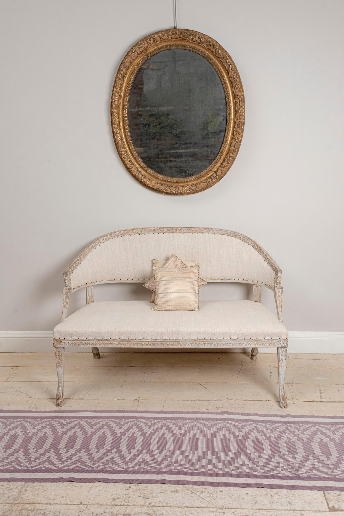 19th Century Swedish Gustavian Two-Seat Swedish Sofa with Decorative Detail 4