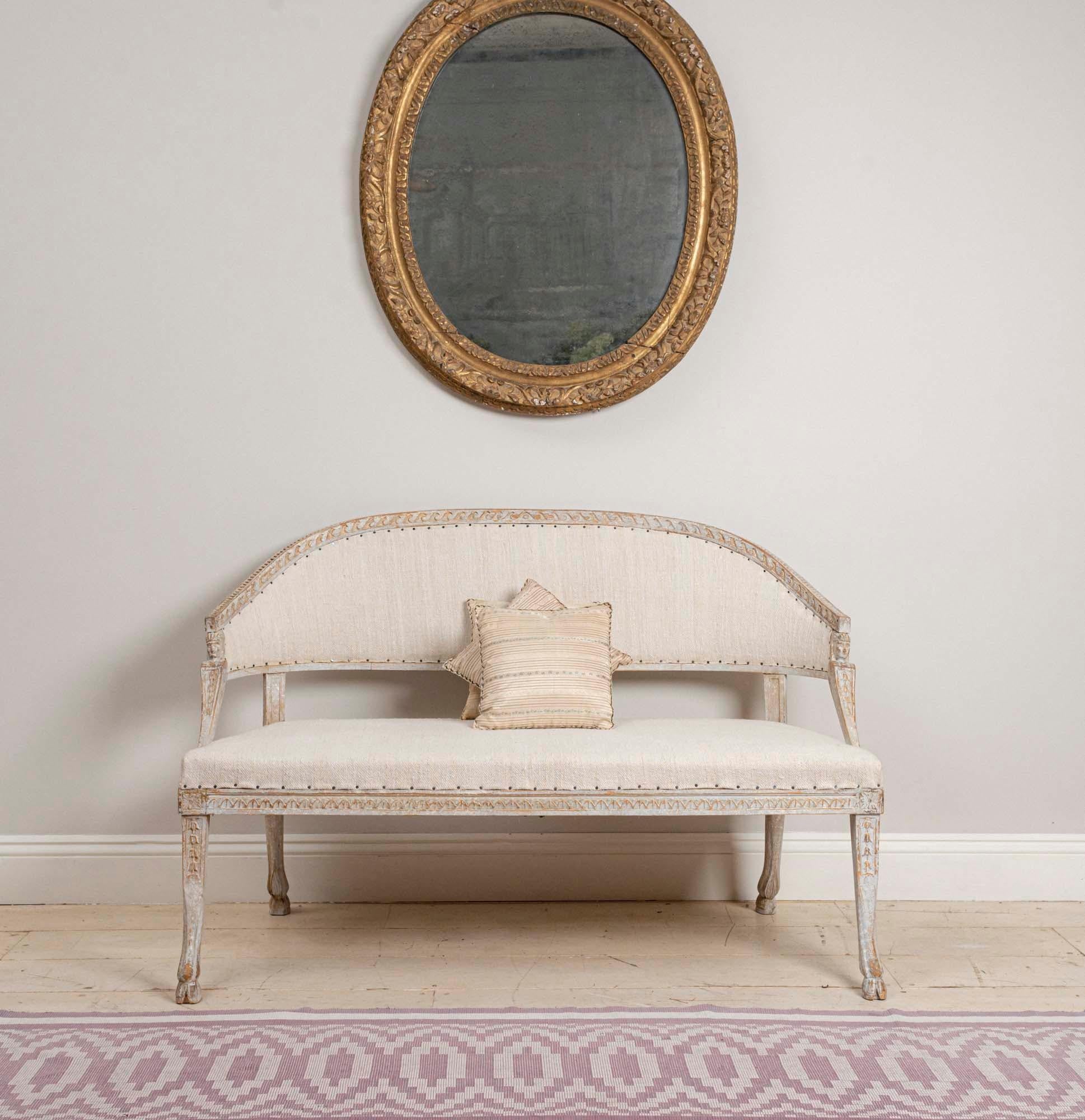 19th Century Swedish Gustavian Two-Seat Swedish Sofa with Decorative Detail 5