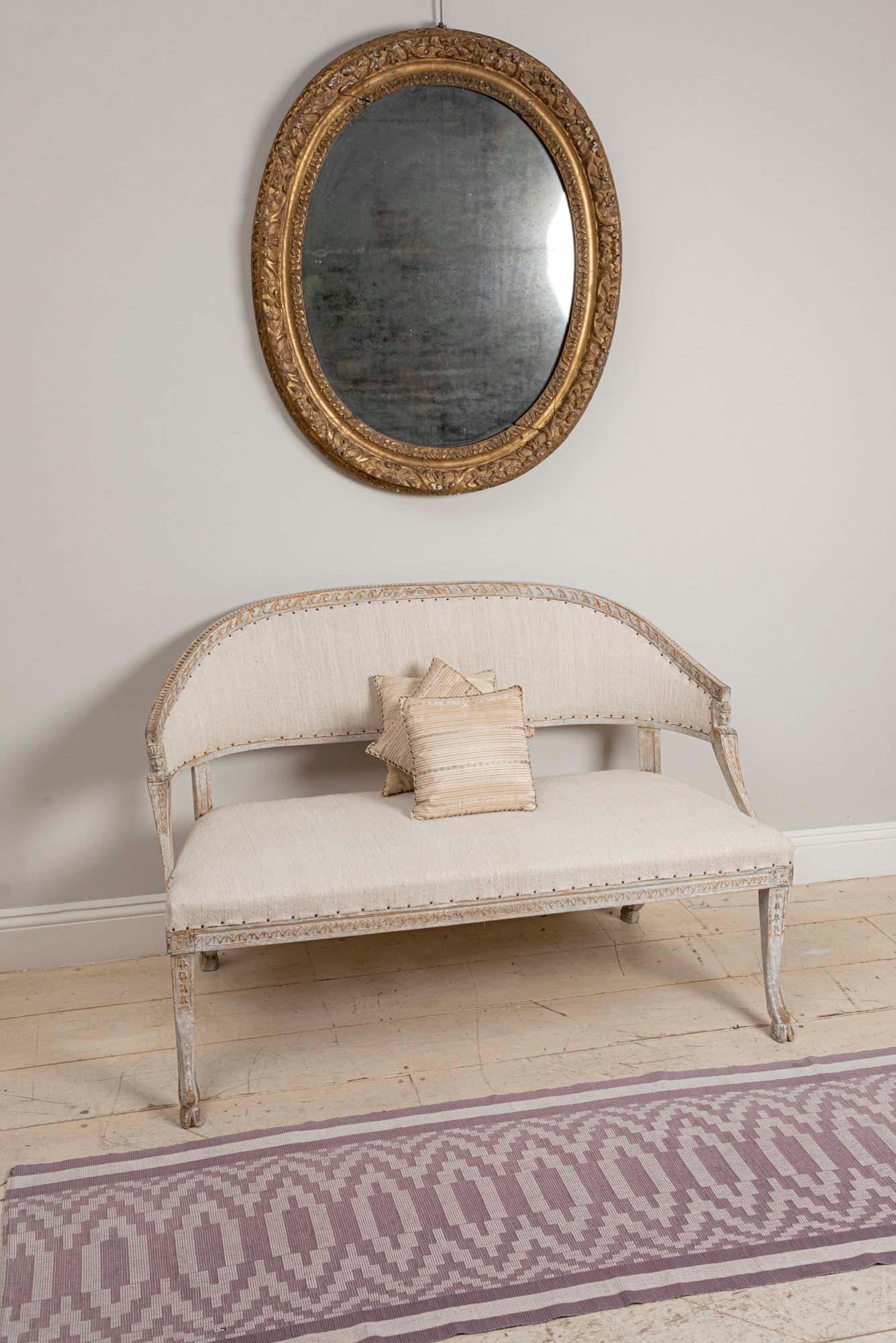 19th Century Swedish Gustavian Two-Seat Swedish Sofa with Decorative Detail 6