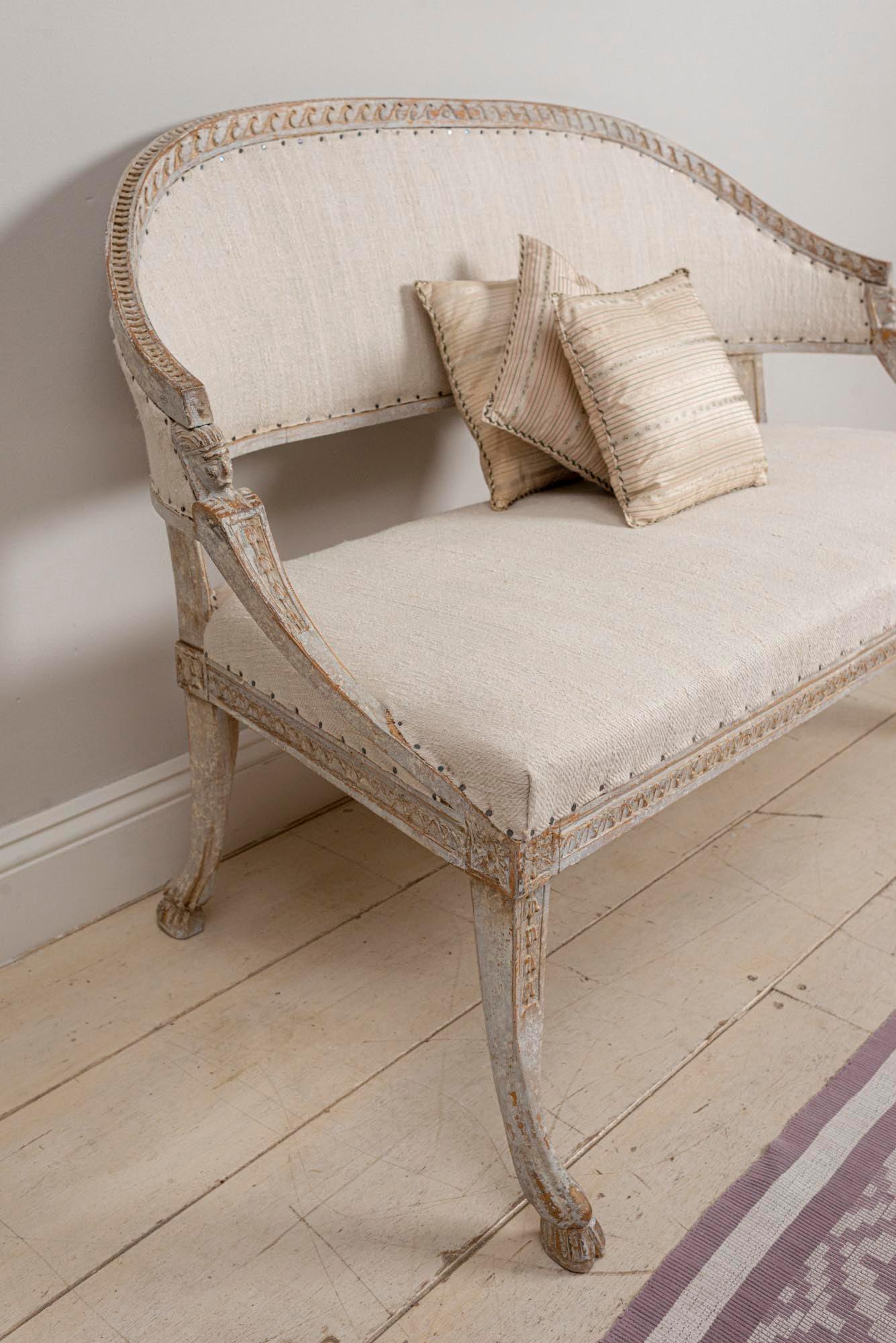 19th Century Swedish Gustavian Two-Seat Swedish Sofa with Decorative Detail 8