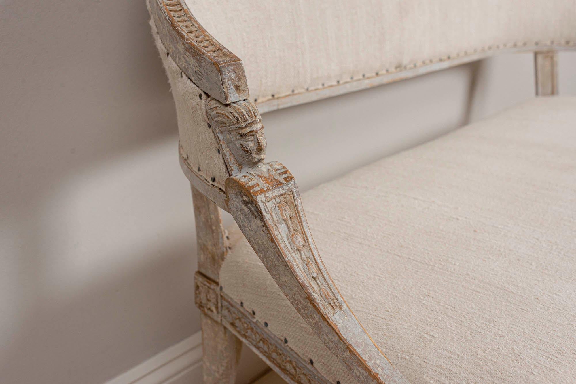 Early 19th Century 19th Century Swedish Gustavian Two-Seat Swedish Sofa with Decorative Detail