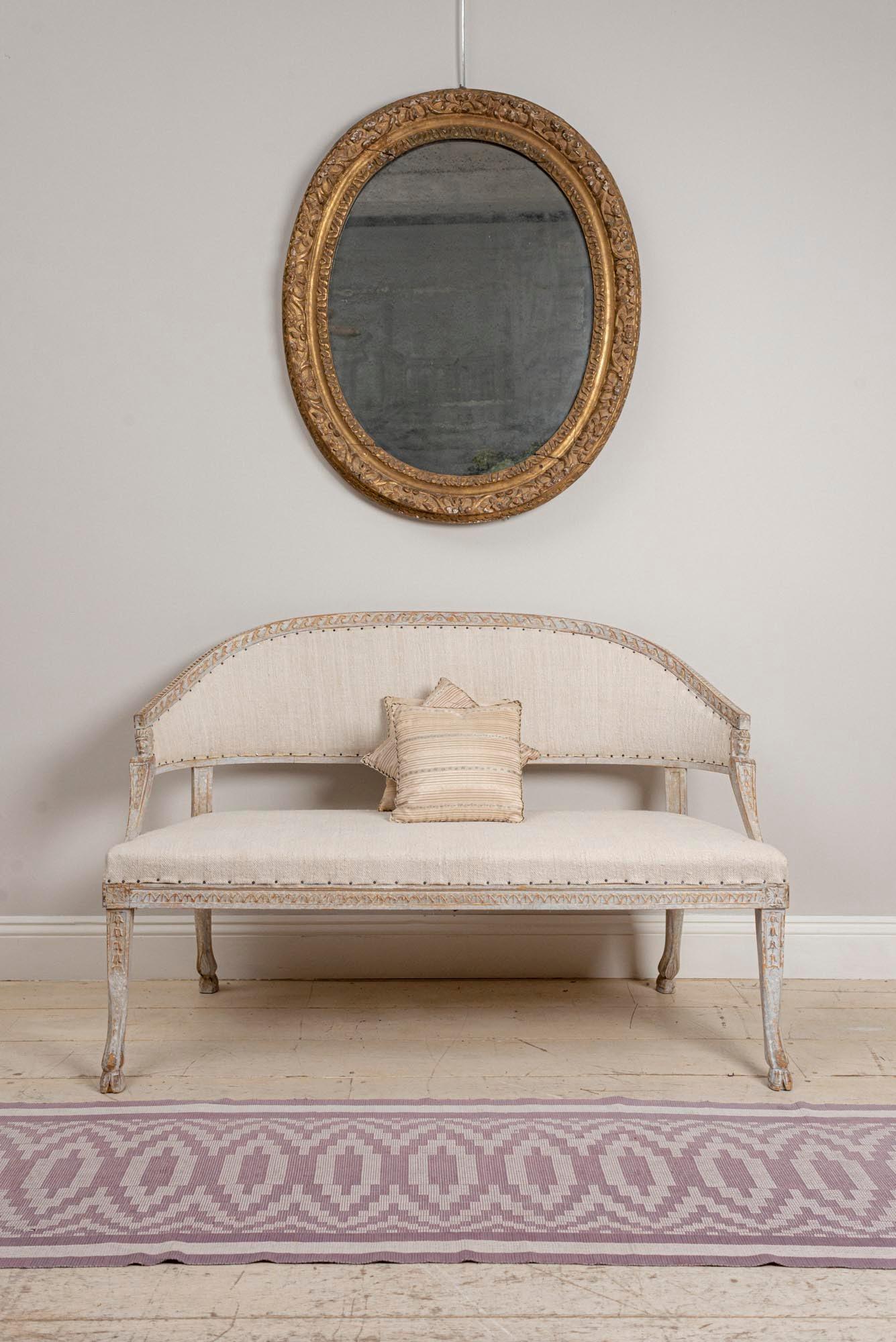 19th Century Swedish Gustavian Two-Seat Swedish Sofa with Decorative Detail 1