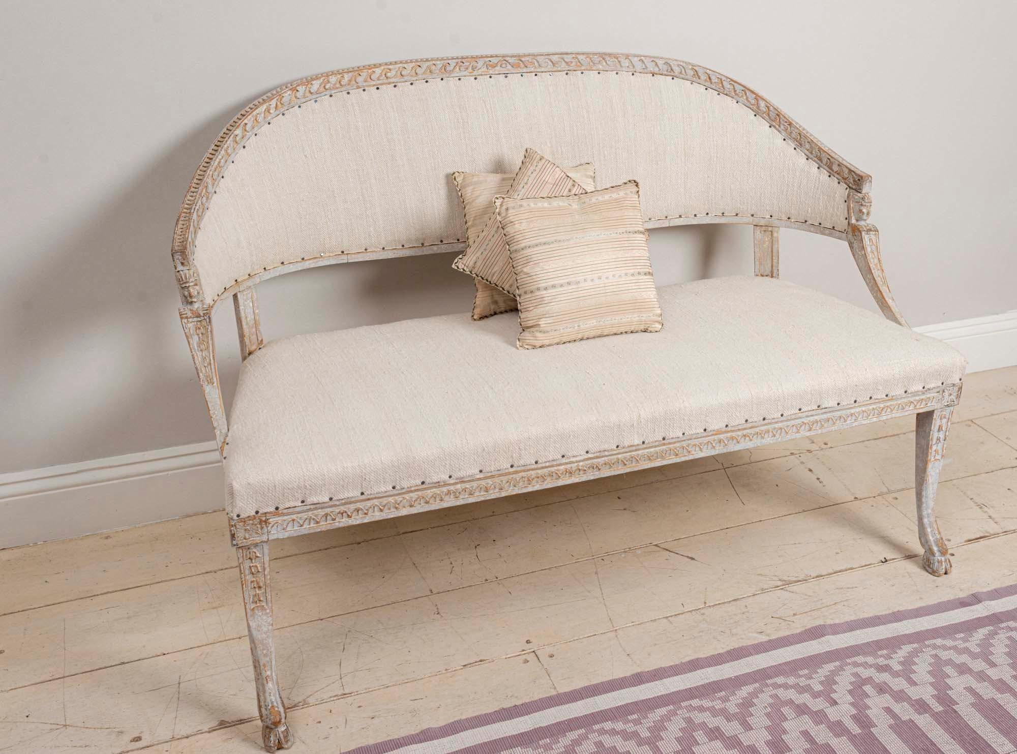 19th Century Swedish Gustavian Two-Seat Swedish Sofa with Decorative Detail 2