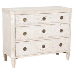 19th Century Swedish Gustavian White Painted Chest of Three Drawers, Sweden