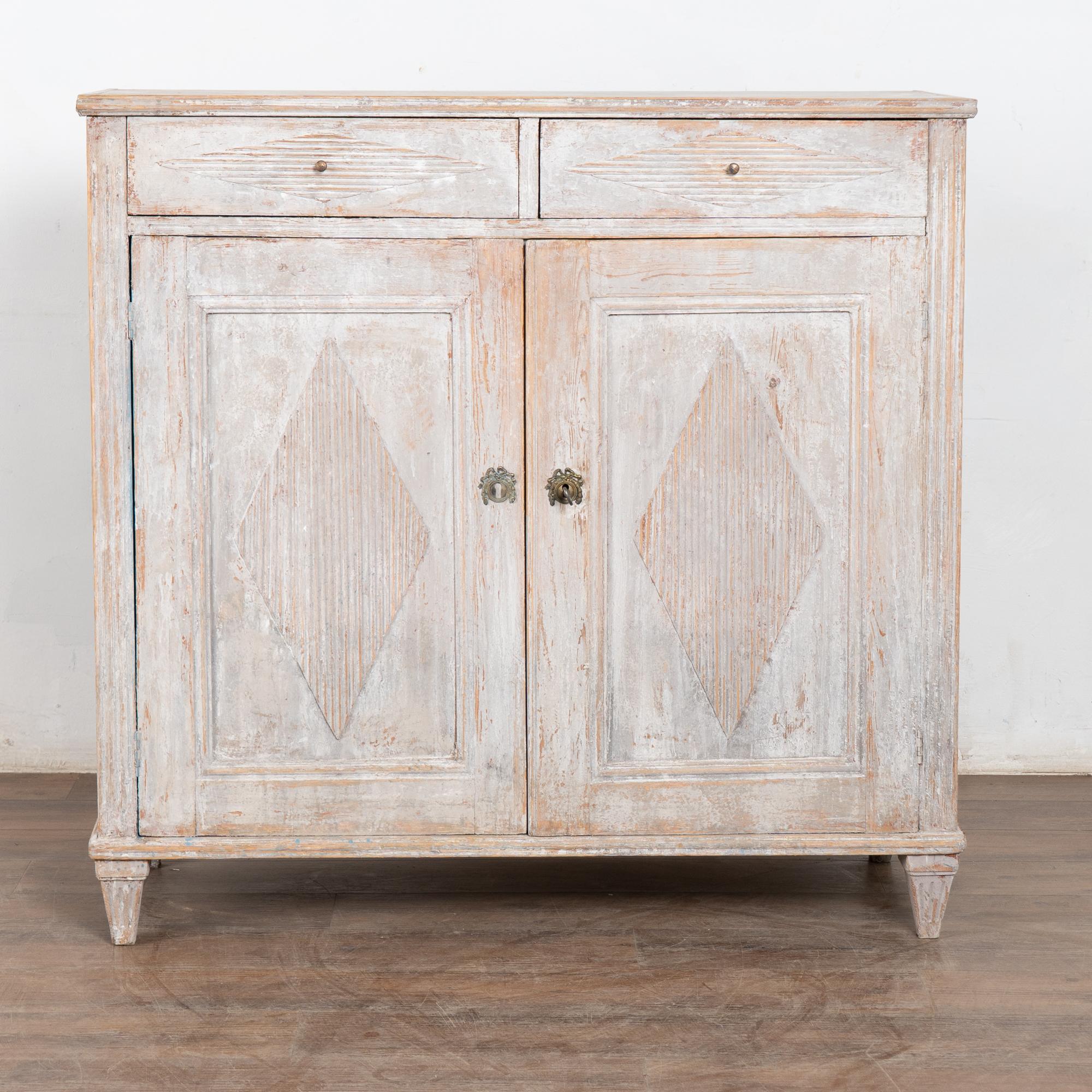 Brass 19th Century Swedish Gustavian White Sideboard For Sale