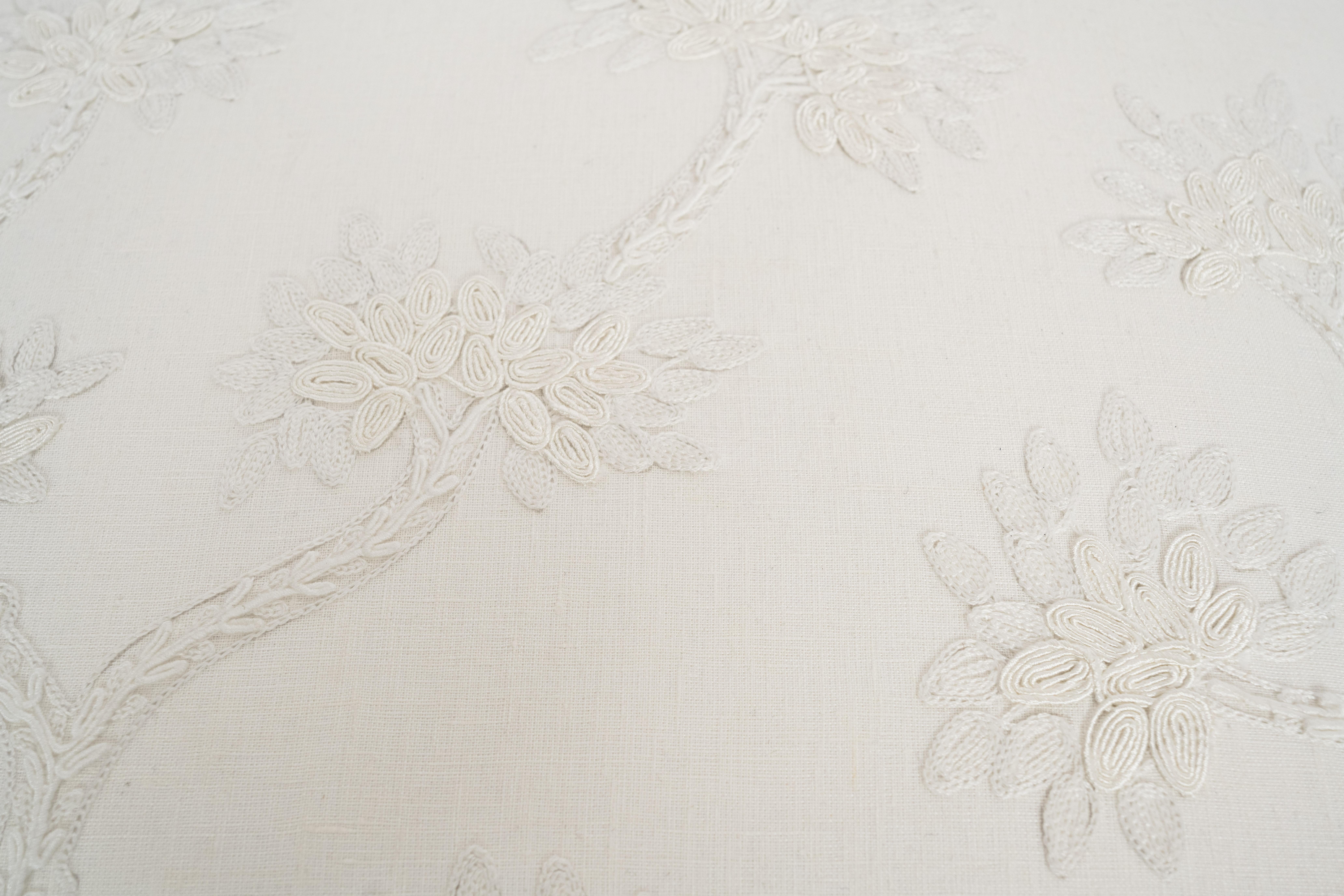 Fabric 19th Century Swedish Gustavian White Square Ottoman For Sale