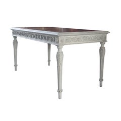 19th Century Swedish Gustavian Writing Desk, Neoclassical Grey Pinewood Table