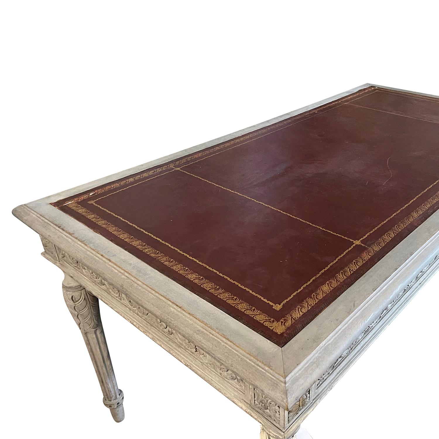 19th Century Swedish Gustavian Writing Desk, Neoclassical Grey Pinewood Table 2