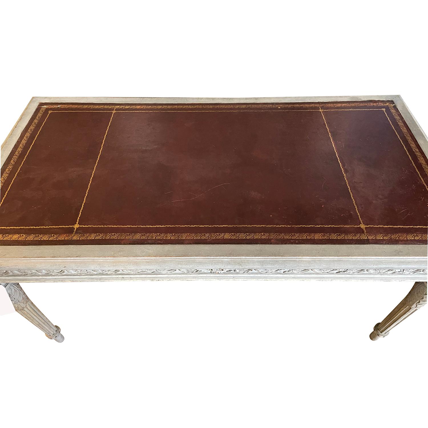 19th Century Swedish Gustavian Writing Desk, Neoclassical Grey Pinewood Table 1