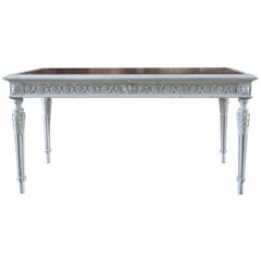 19th Century Swedish Gustavian Writing Desk, Neoclassical Grey Pinewood Table