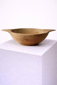 19th Century Swedish Hand-Carved Birch Bowl with Original Iron Cannonball