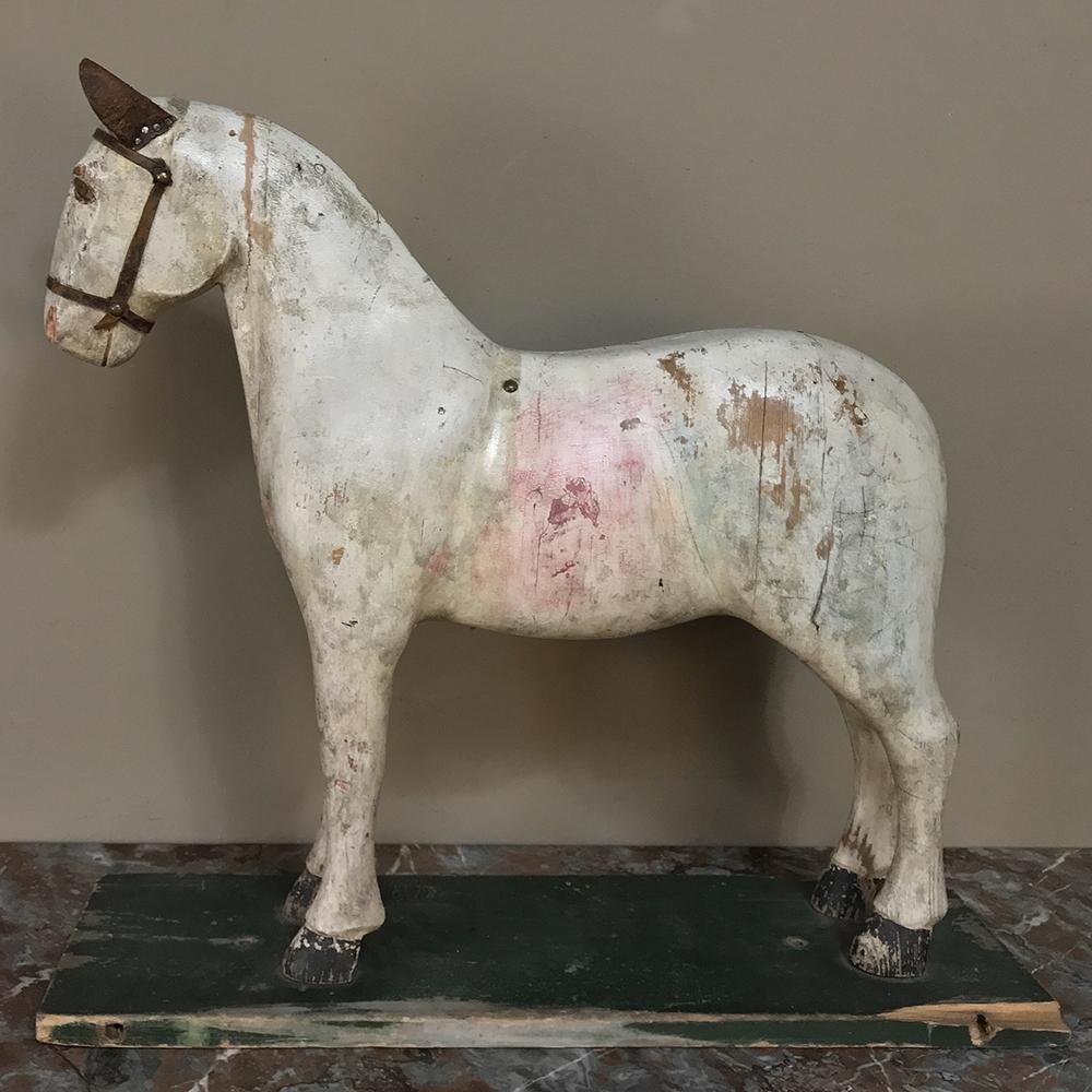 Gustavian 19th Century Swedish Hand Carved and Painted Horse