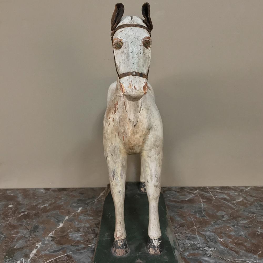 19th Century Swedish Hand Carved and Painted Horse In Good Condition In Dallas, TX