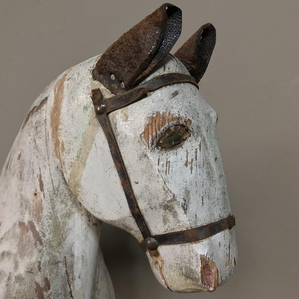 19th Century Swedish Hand Carved and Painted Horse 1