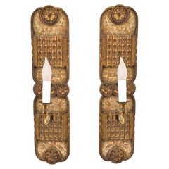 19th Century Swedish Hand Carved Wooden Sconces 
