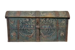 19th century Swedish hand painted dome top coffer