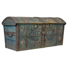 19th century Swedish hand painted dome top coffer