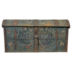 19th century Swedish hand painted dome top coffer