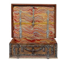19th century Swedish hand painted oak strong box
