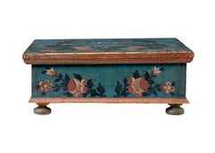 Scatola portaoggetti in pino svedese del XIX secolo dipinta a mano