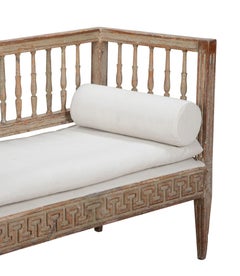 19th Century Swedish Ladder Back Sofa with Greek Key Design