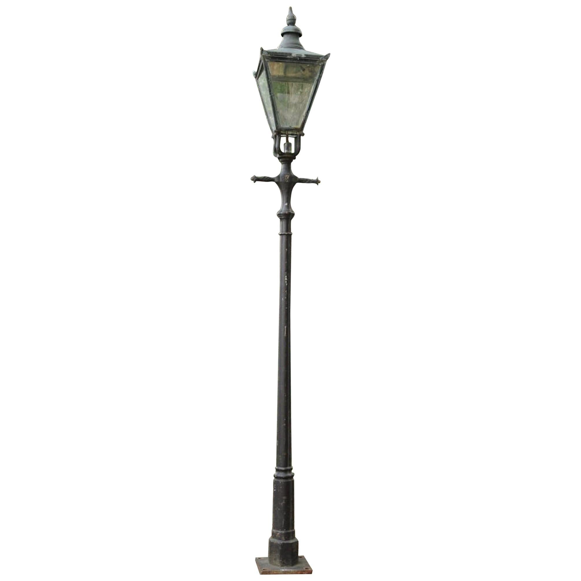 19th Century Swedish Lantern on Street Post, Origin Sweden, circa 1850 For Sale