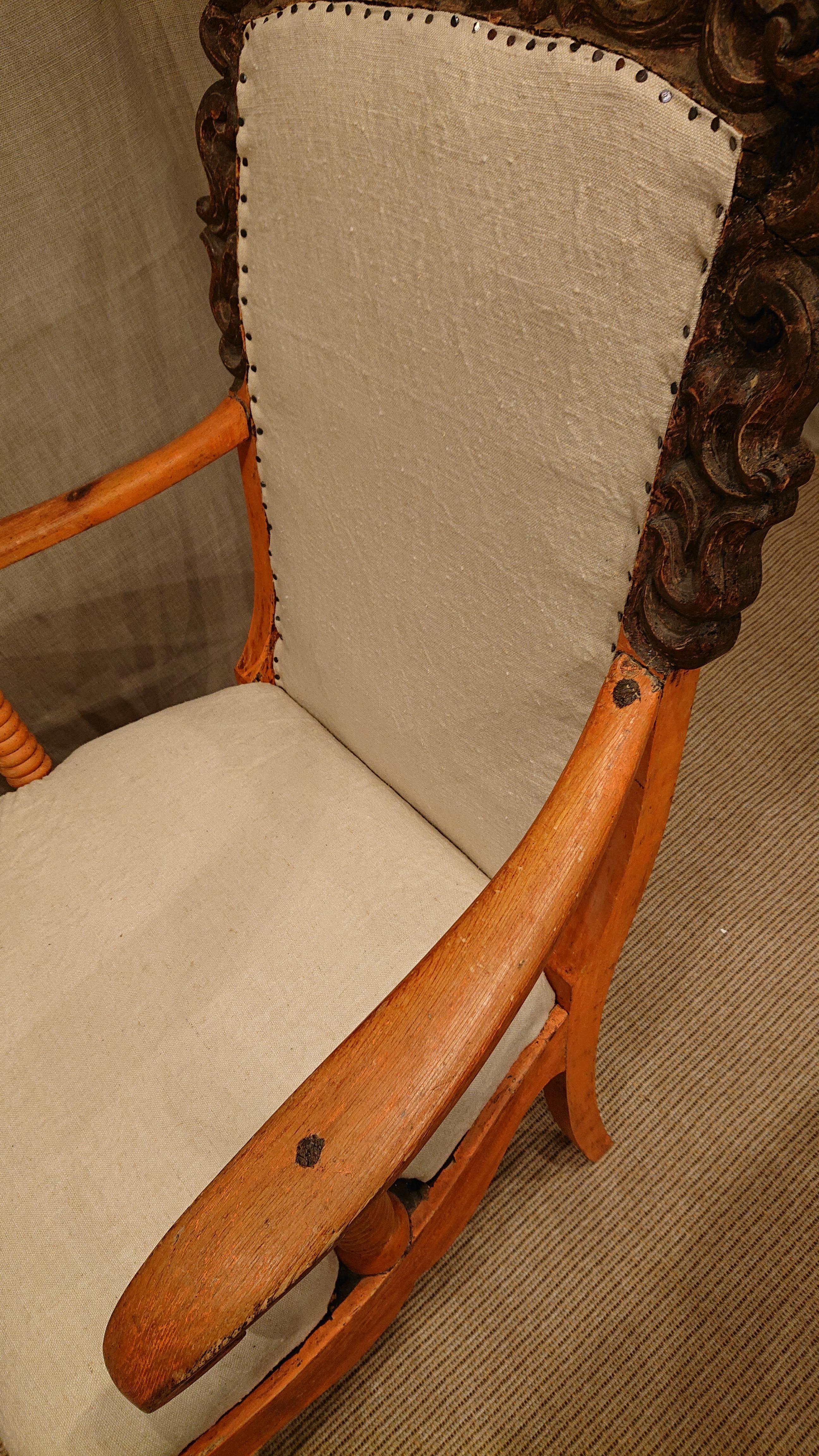 Sillón tapizado de estilo barroco tardío sueco del siglo XIX con pintura original en venta 7