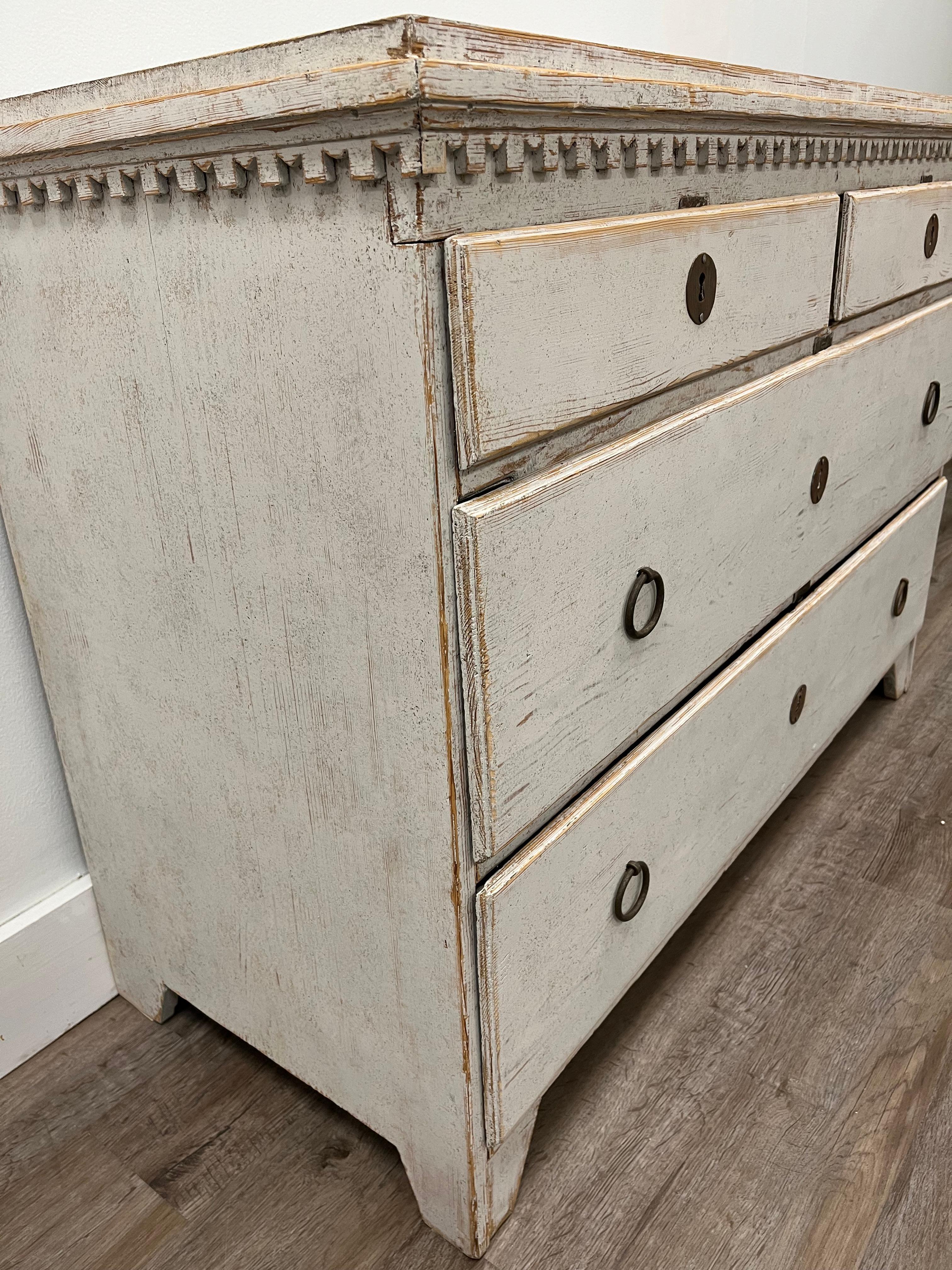 Iron 19th Century Swedish Late Gustavian Chest of Drawers For Sale