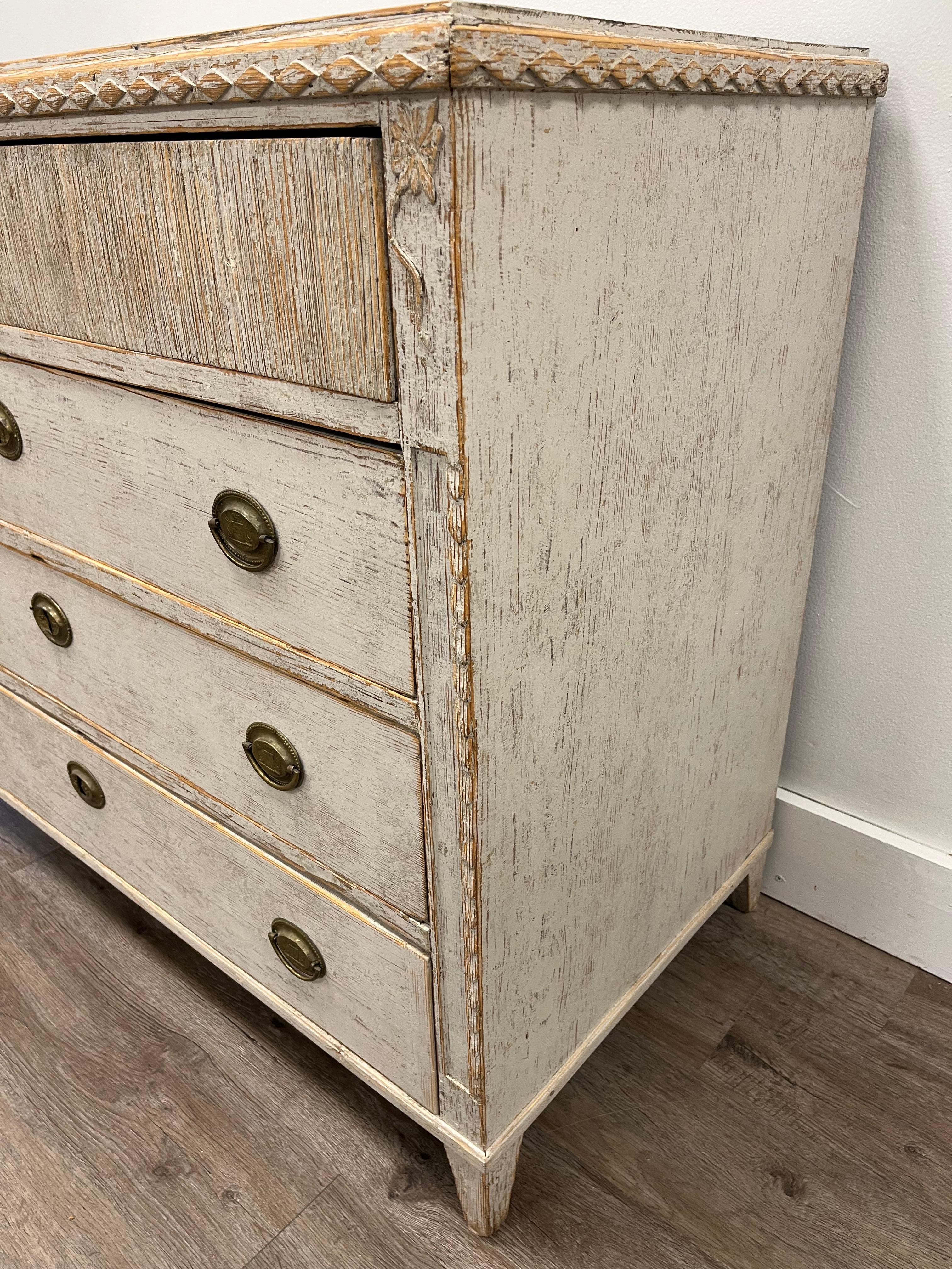 Brass 19th Century Swedish Late Gustavian Chest of Drawers For Sale
