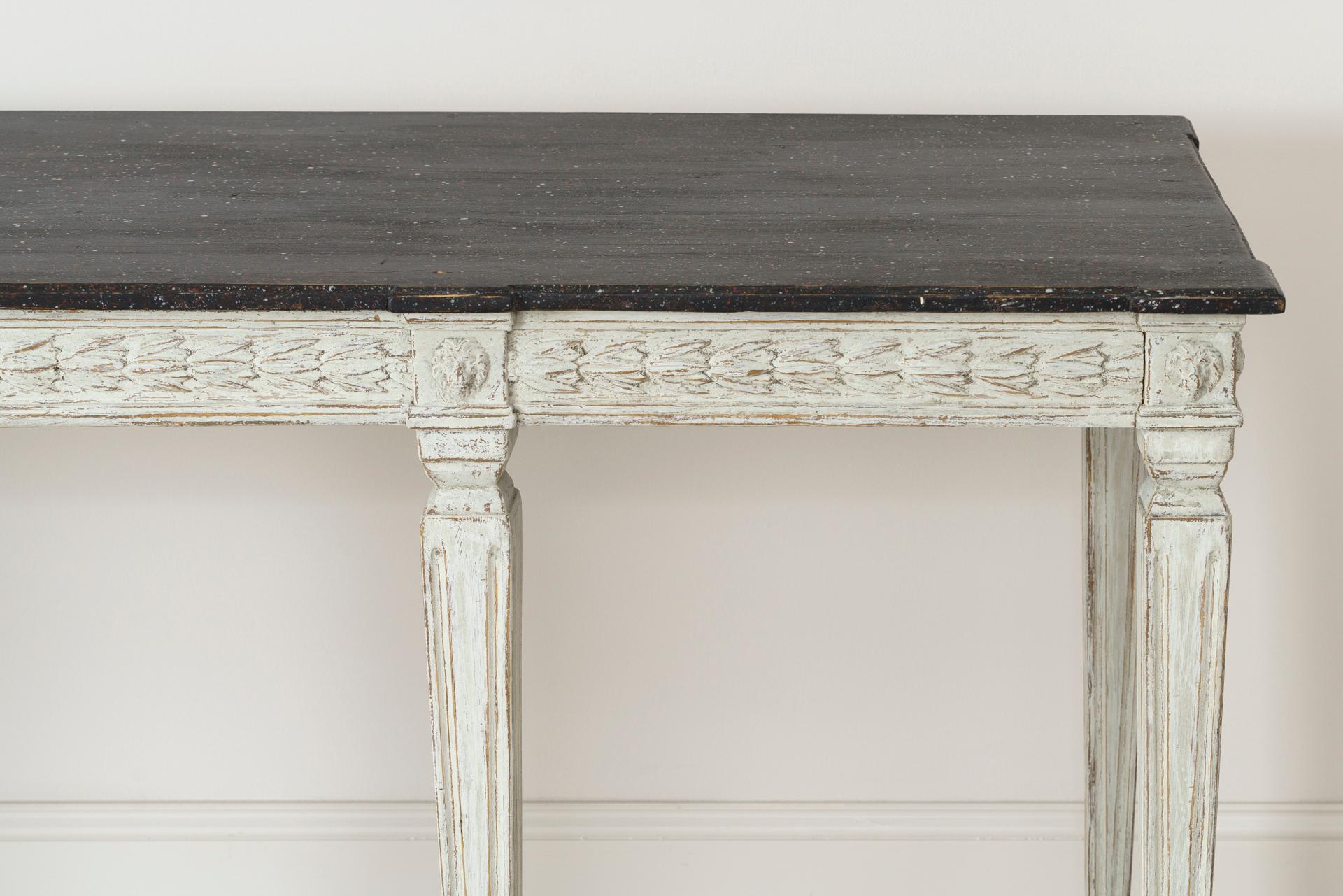 19th Century Swedish Late Gustavian Console Table with Hand Painted Porphyry Top 6