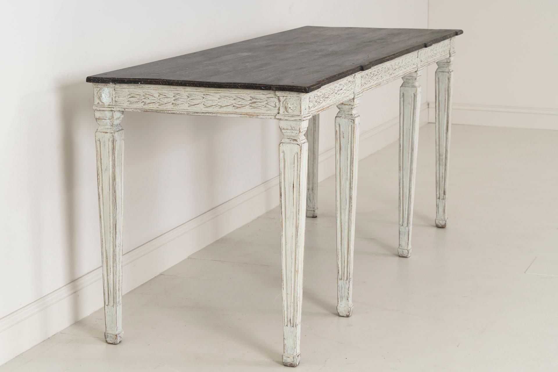 19th Century Swedish Late Gustavian Console Table with Hand Painted Porphyry Top 8