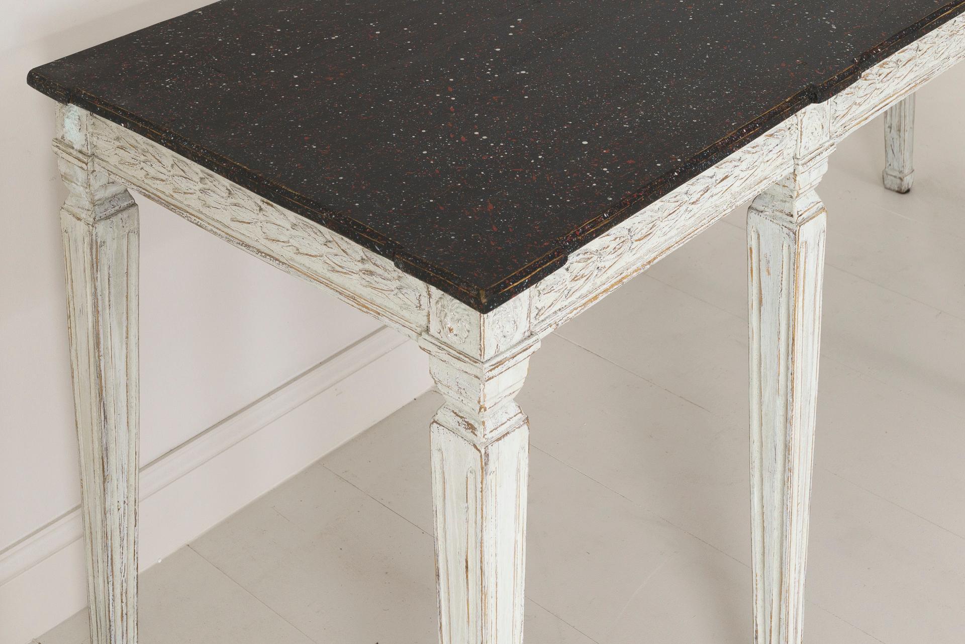 19th Century Swedish Late Gustavian Console Table with Hand Painted Porphyry Top 10