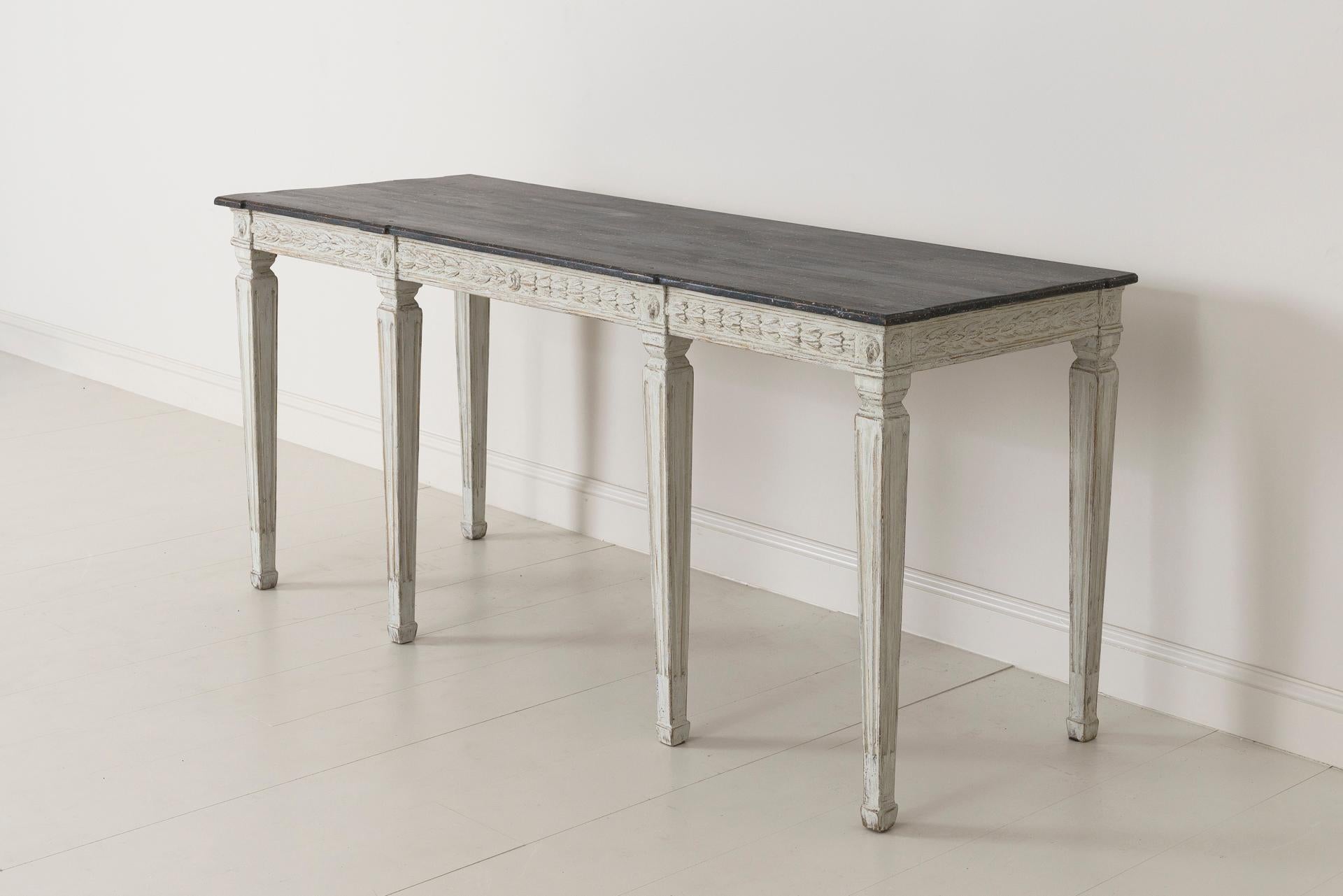 19th Century Swedish Late Gustavian Console Table with Hand Painted Porphyry Top 12